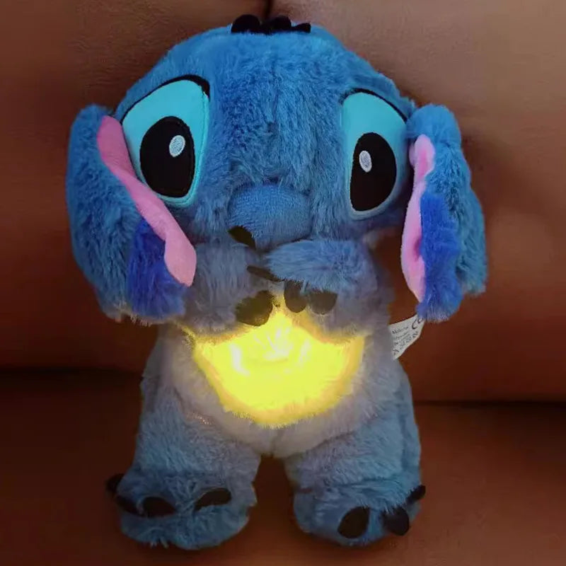 Hot Stitch Baby Sleeping Companion Sound Soothing Musical Plush Toy with Air Bag and Light Doll Breathing Toys Gifts Kawaii Toys